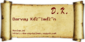 Darvay Kálmán névjegykártya
