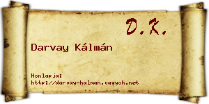 Darvay Kálmán névjegykártya